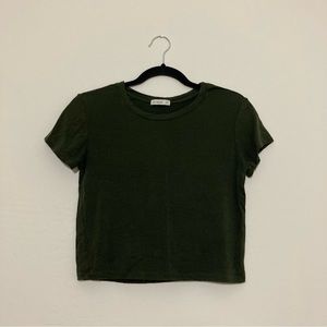 Cotton On dark green short sleeve crop top